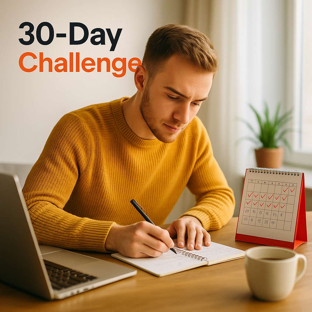 Focused learner doing a 30-day challenge